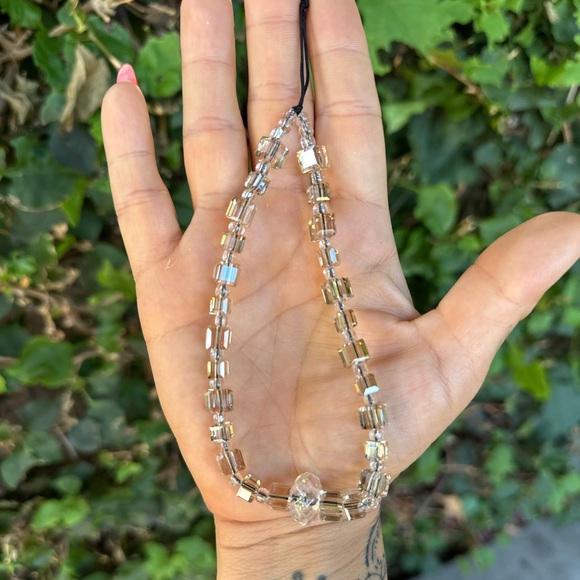 Elegant Smokey beige Beaded Phone Strap - Picture 1 of 4